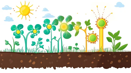 Whimsical Cartoon Garden Scene