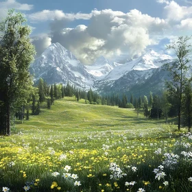 Scenic Mountain View with Wildflowers