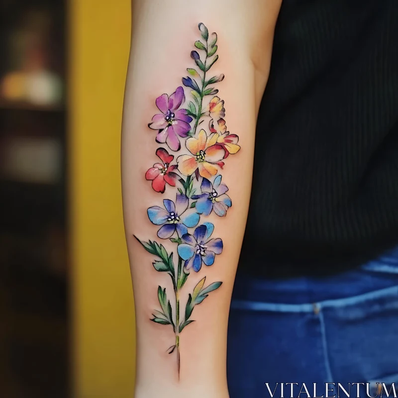 Vibrant Flower Tattoo Design AI Image