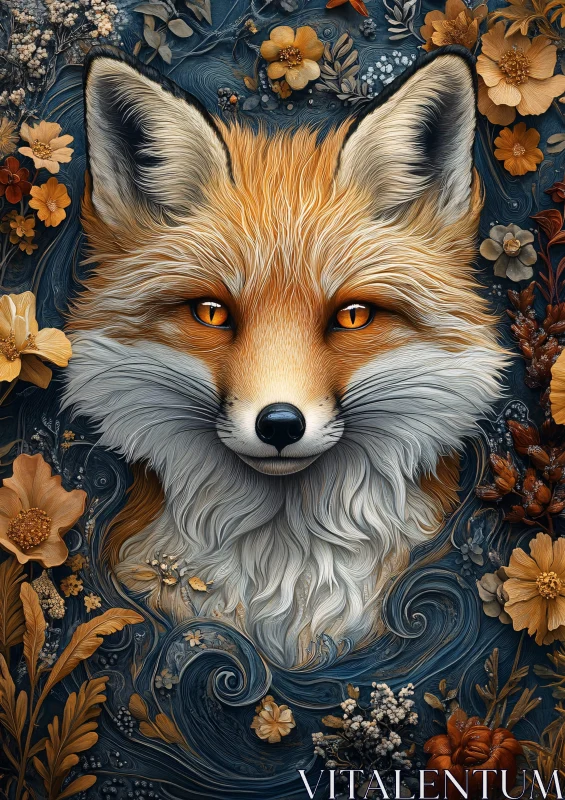 Fox in a Floral Dreamscape AI Image