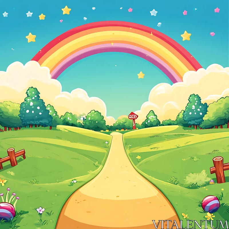 AI ART Rainbow Cartoon Field