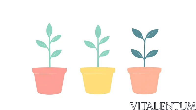 Three Potted Plants AI Image