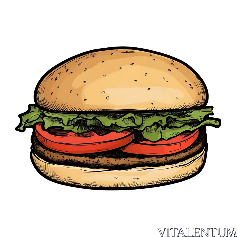 Hand-Drawn Hamburger Art AI Image