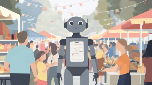 Friendly Robot in a Busy Marketplace