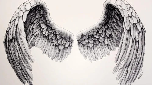 Detailed Feathered Wings Art Piece