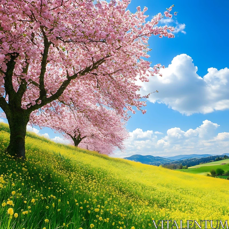 AI ART Spring Blossom Landscape with Flowers