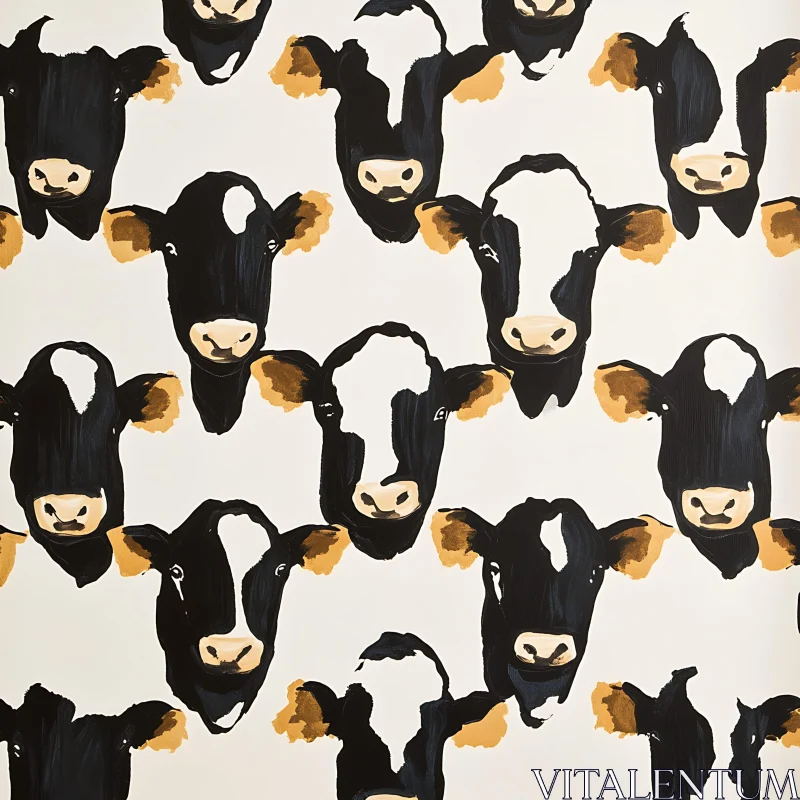 Whimsical Dairy Cows Pattern Design AI Image