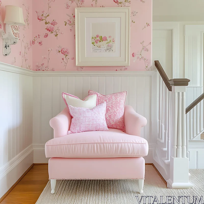 Blossom Hues: A Pink Interior Still Life AI Image