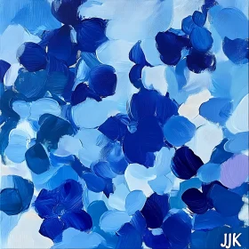 Blue Abstract Painting with Fluid Brushstrokes