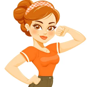Cartoon Woman Flexing Arm Illustration