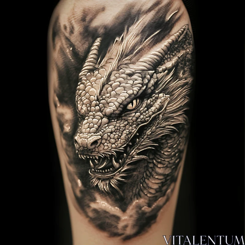 Intricate Dragon Tattoo in Black and Gray AI Image