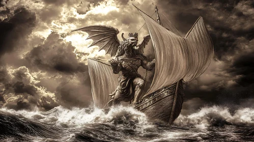 Winged Monster Sailing Through the Storm