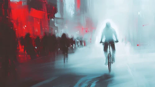 Abstract Cityscape with Cyclist