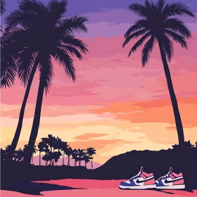 Sunset Beach with Sneakers