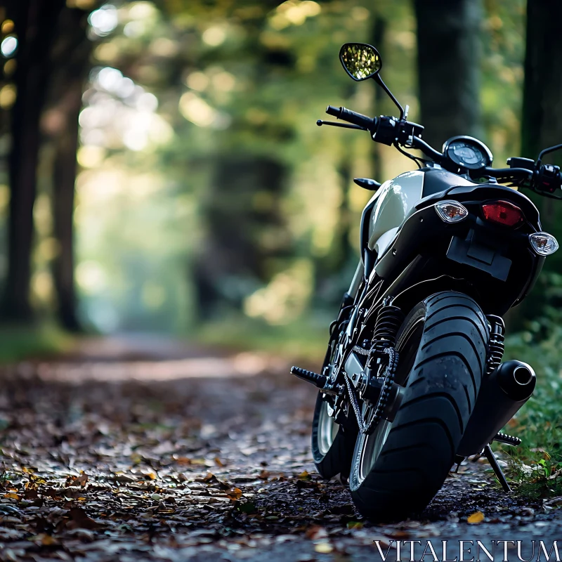 Motorcycle in Nature's Embrace AI Image