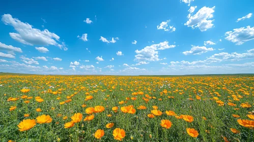 Golden Bloom Field with Sky View