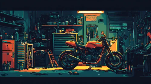 Retro Style Motorcycle Garage Scene