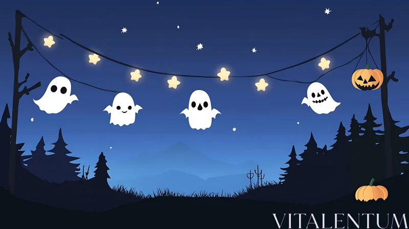 AI ART Spooky Halloween Night Scene