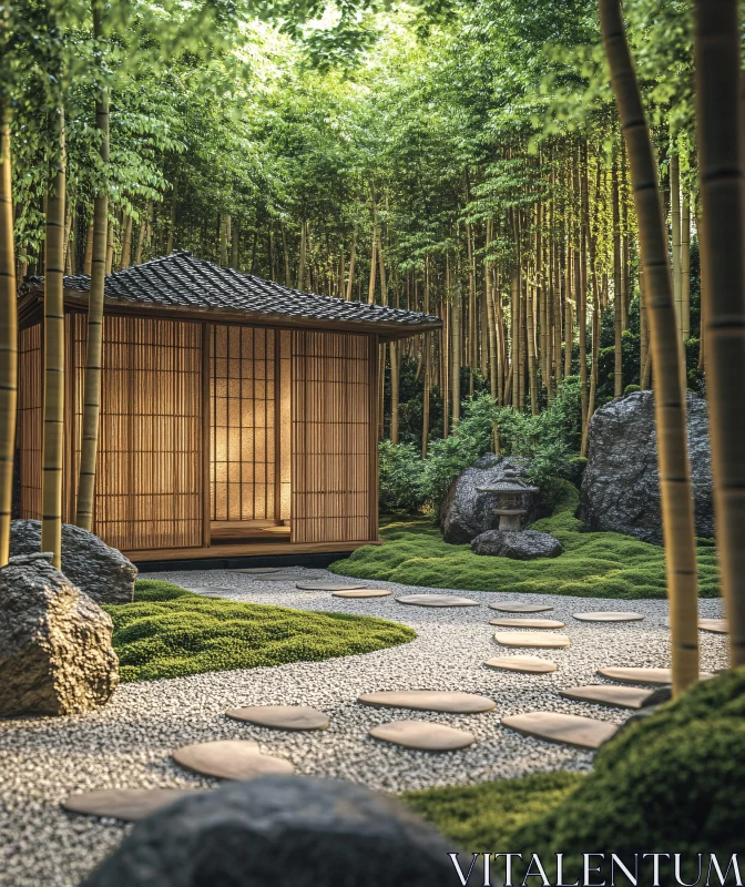 AI ART Tranquil Bamboo Forest Retreat