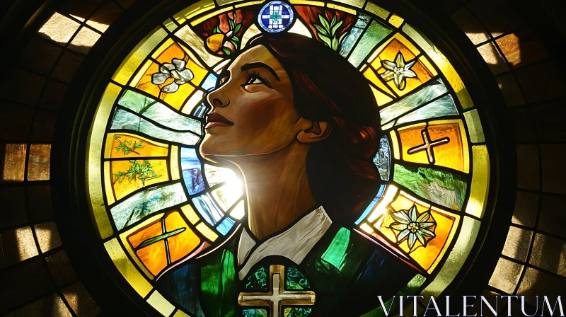 AI ART Radiant Woman: A Stained Glass Vision