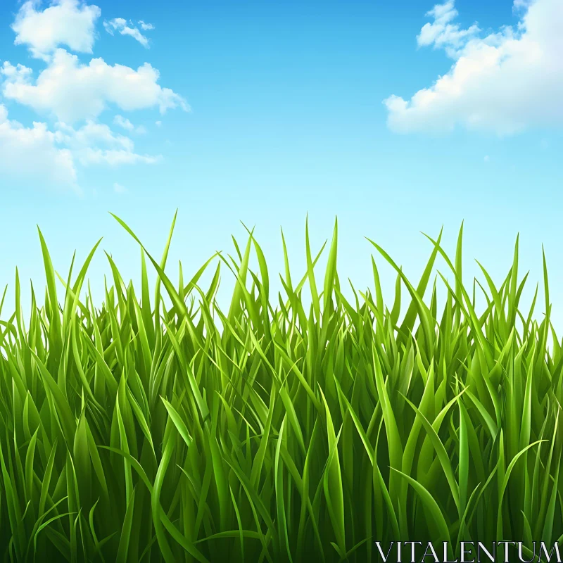 AI ART Lush Grass and Azure Sky