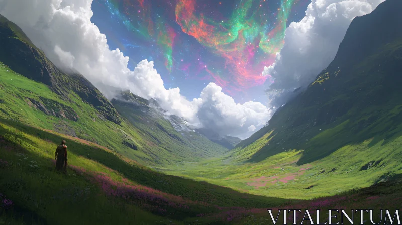 AI ART Verdant Valley Under a Cosmic Sky