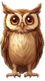 Illustrated Owl with Oversized Eyes