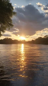 Golden Sunset Over Serene River