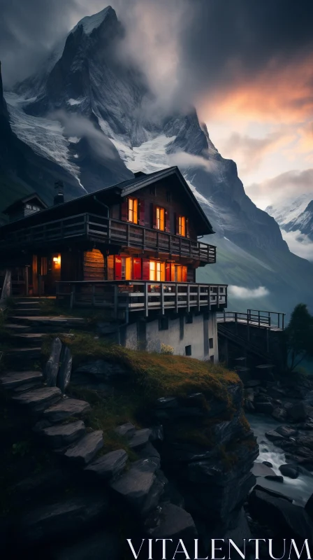 Captivating House in the Majestic Mountains | Swiss Style AI Image