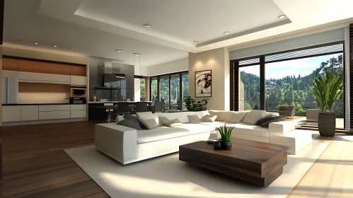 Contemporary Home Interior with White Sofa