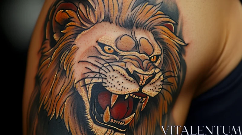 AI ART Lion Tattoo Art on Skin