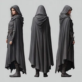 Gray Cloak Woman Character Design