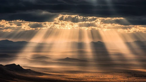 Sunlight through Clouds over Desert