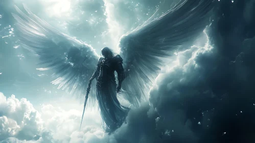 Winged Guardian Amidst the Clouds
