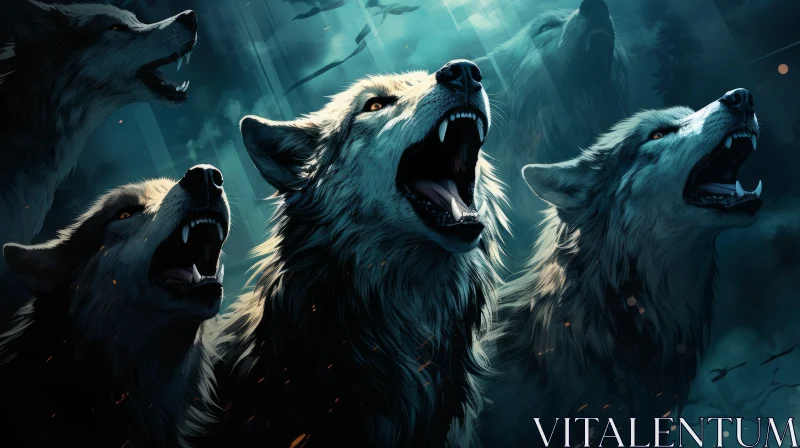 Eerily Realistic Wolves in Wilderness - Concept Art AI Image
