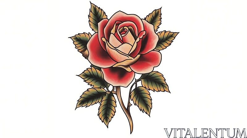 Floral Rose Tattoo Illustration AI Image