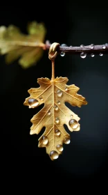 Golden Leaf on Tree Branch: A Study in Nature's Intricate Design