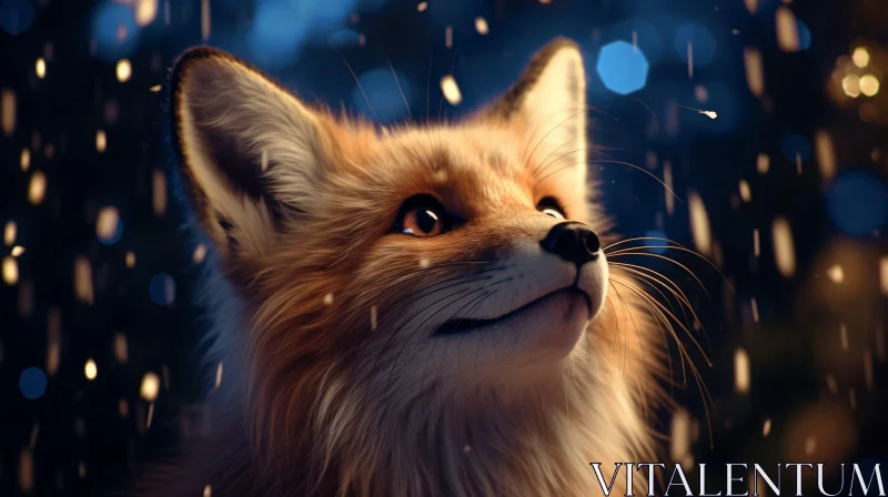 Moonlit Fox in Rain: A Playful and Realistic Artwork AI Image