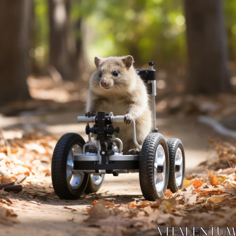 Quirky Wildlife: Small Animal Rides Toy Bike in Australian Landscape AI Image