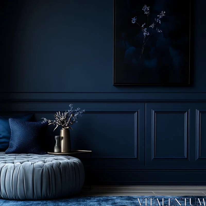 Stylish Blue Room with Modern Decorations AI Image