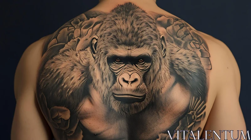 Gorilla Tattoo Covering Entire Back in Realistic Style AI Image