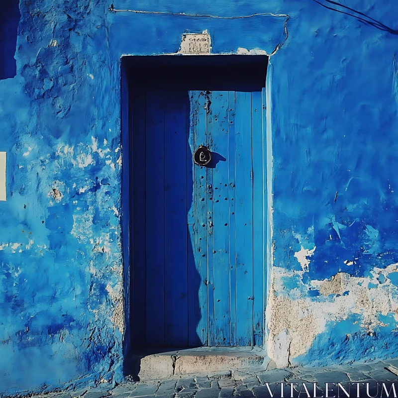 AI ART Blue Door and Wall Texture