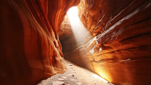 Sunlight Illuminating a Serene Canyon