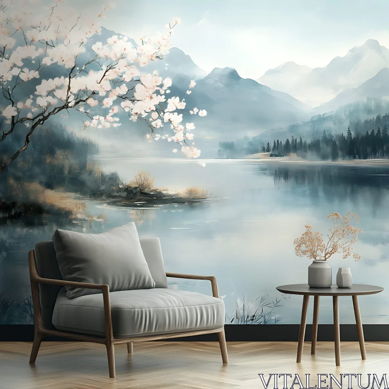 AI ART Serene Lakeside Home Decor