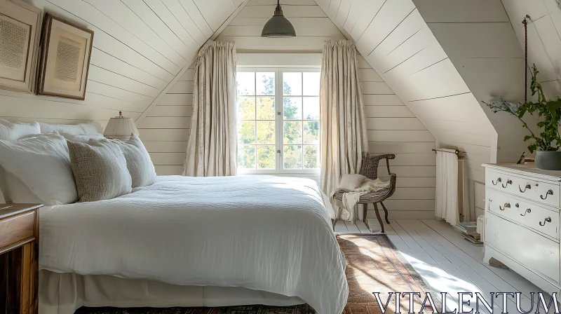 Peaceful Bedroom with Neutral Tones AI Image