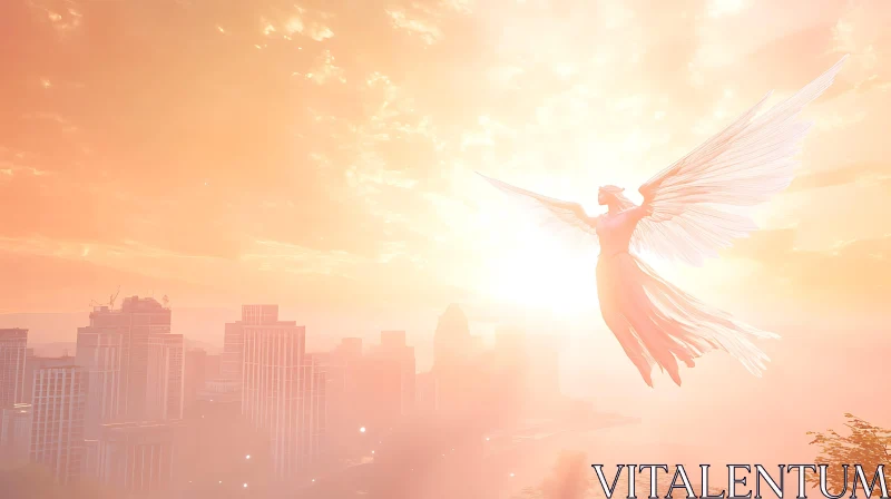 Angel Over Metropolis AI Image