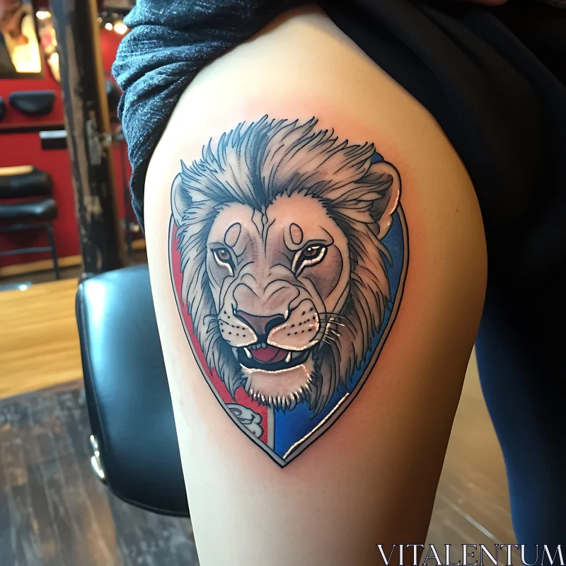 Detailed Lion Tattoo on Arm AI Image