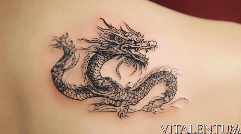 Detailed Dragon Tattoo in Black Ink AI Image