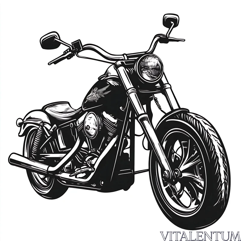 AI ART Monochrome Motorcycle Art