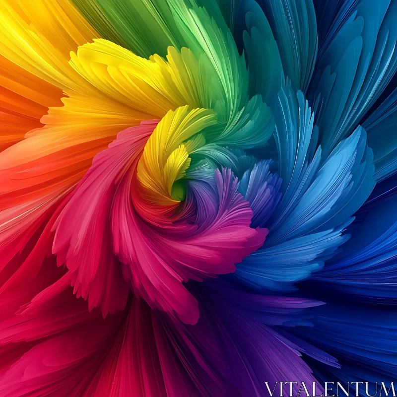 AI ART Rainbow Feathered Swirl